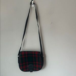 Vtg 90s LL Bean Bag Leather & Tartan Plaid Crossbody Purse 🗝️